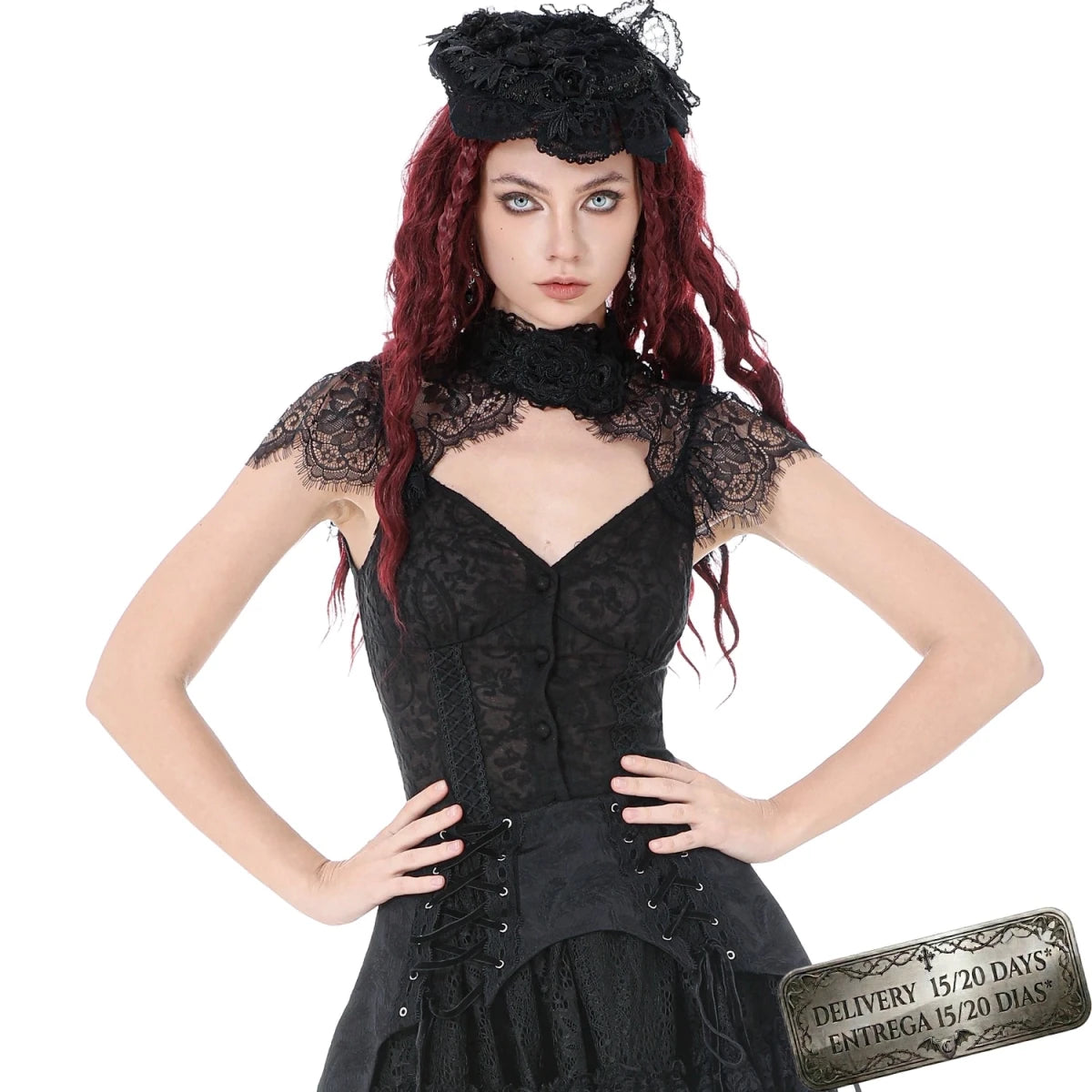 Camiseta de Encaje con Gargantilla y Botonadura - Crazyinlove