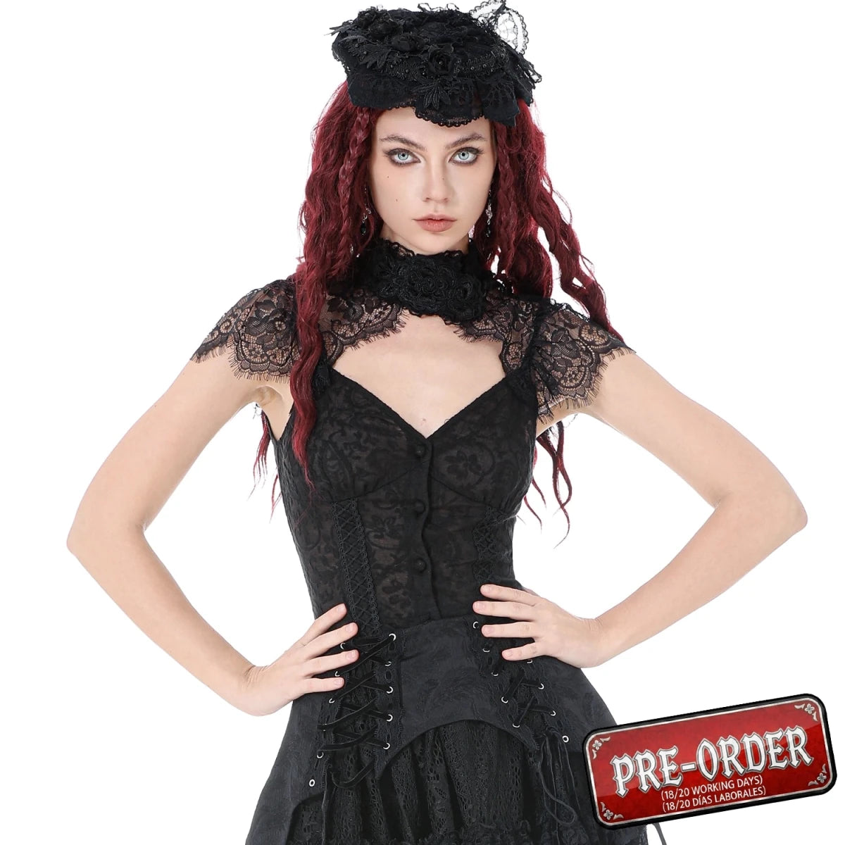 Camiseta de Encaje con Gargantilla y Botonadura - Crazyinlove