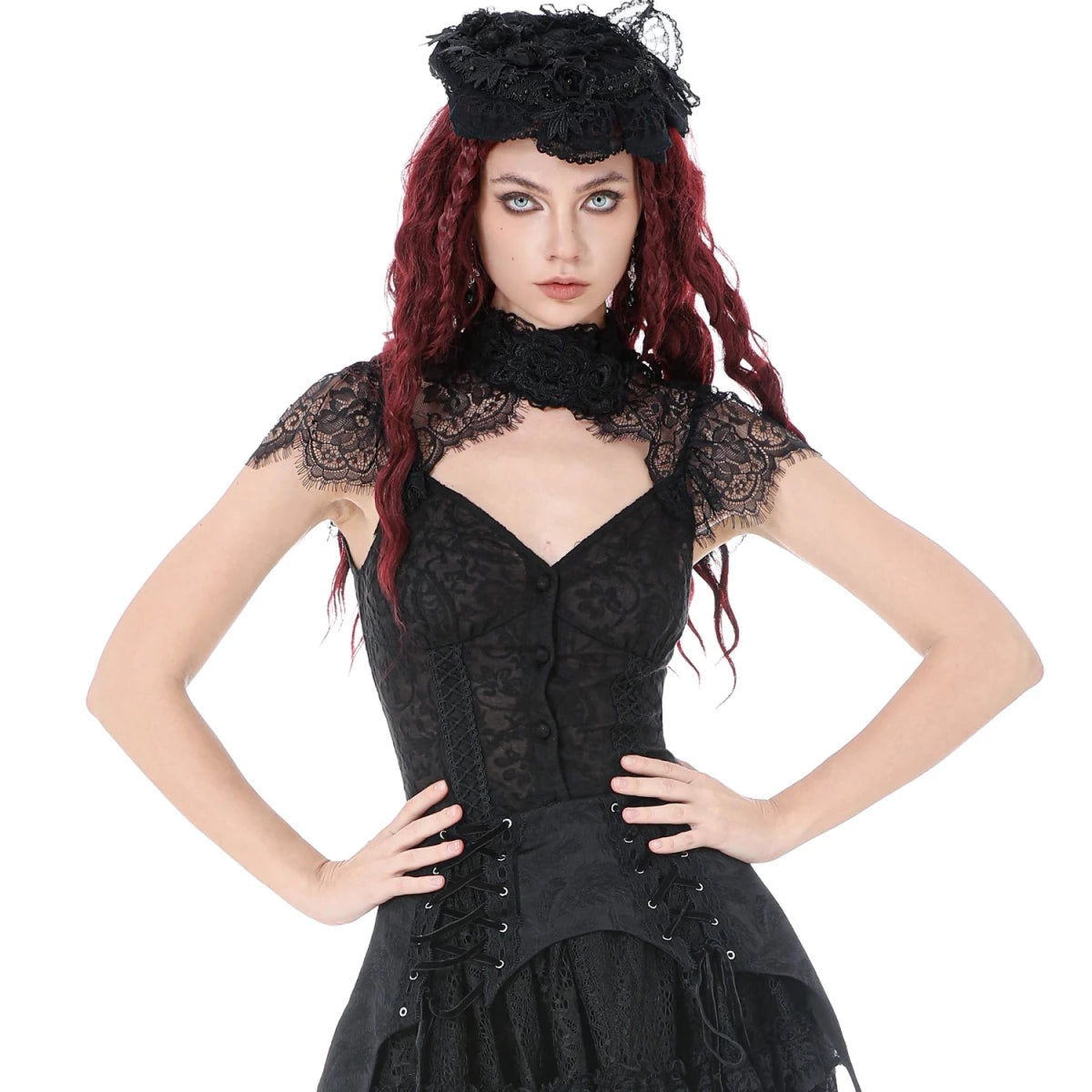 Camiseta de Encaje con Gargantilla y Botonadura - Crazyinlove