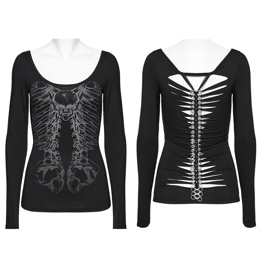 Camiseta WT-945 sin modelo, delantero con esqueleto y espalda calada con anillas