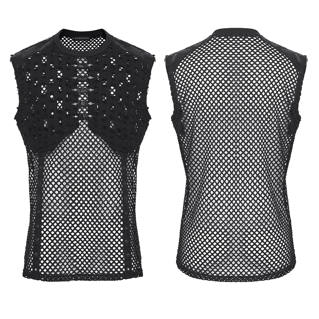 Camiseta sin mangas de Rejilla con Tachuelas - Crazyinlove