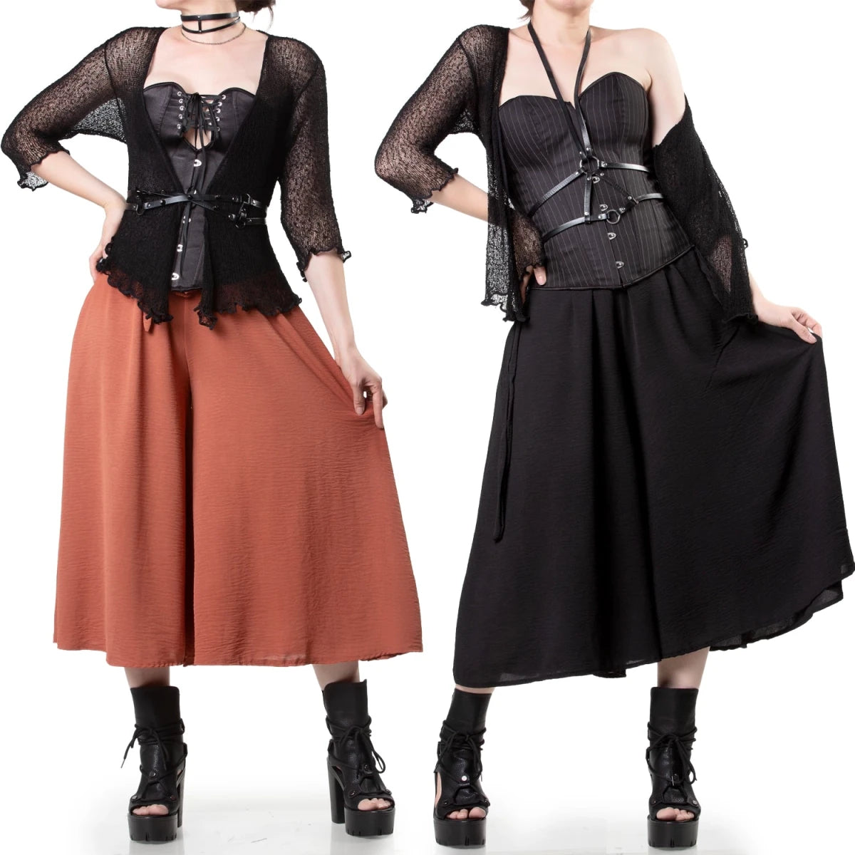 Cárdigan Gótico Abierto de Punto Calado con Lazada - Crazyinlove