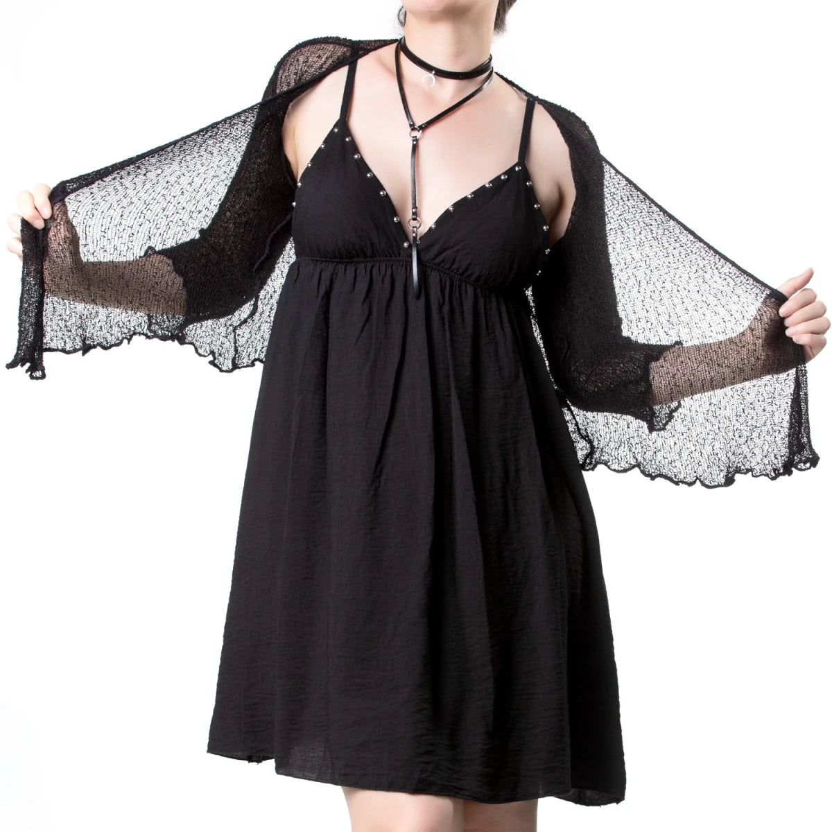 Cárdigan Gótico Abierto de Punto Calado con Lazada - Crazyinlove