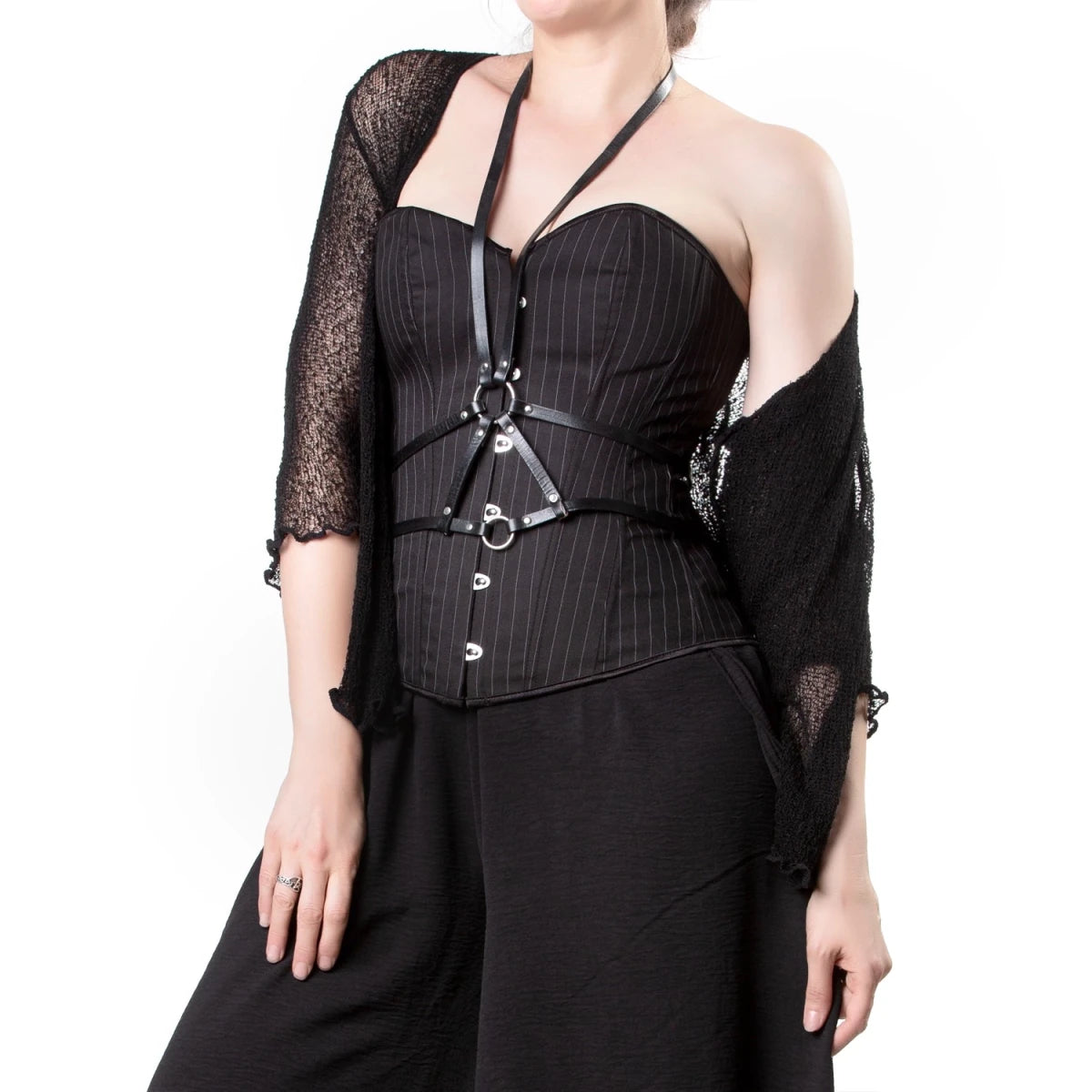 Cárdigan Gótico Abierto de Punto Calado con Lazada - Crazyinlove