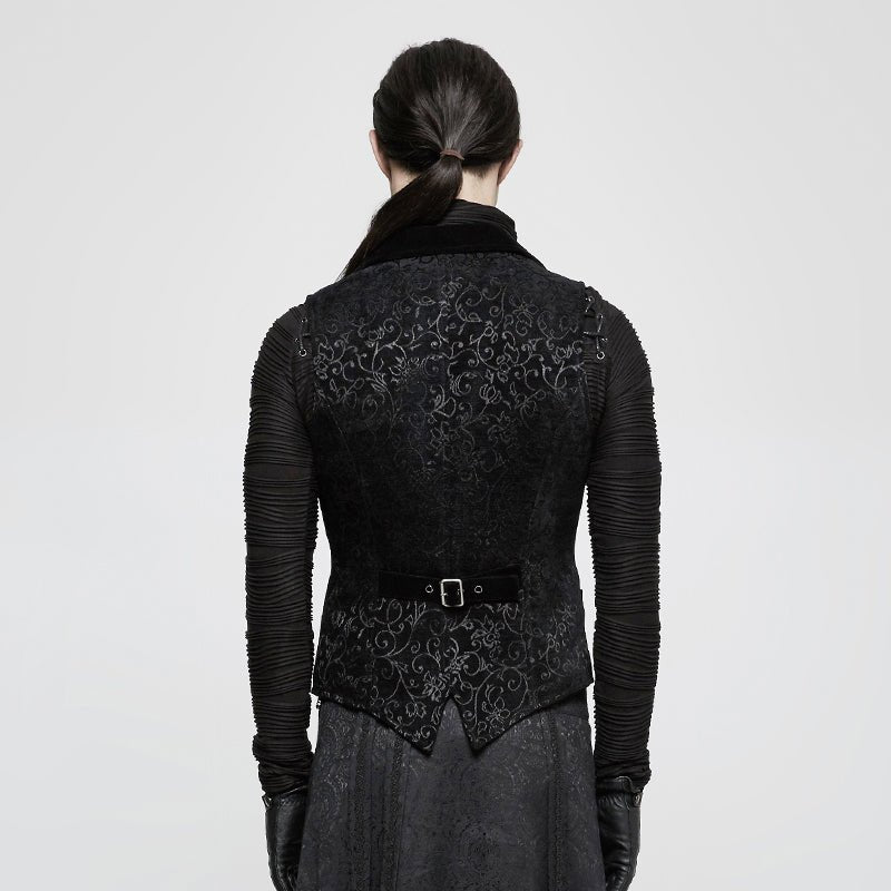 Chaleco Gótico Hombre Negro de Jacquard y Terciopelo - Crazyinlove