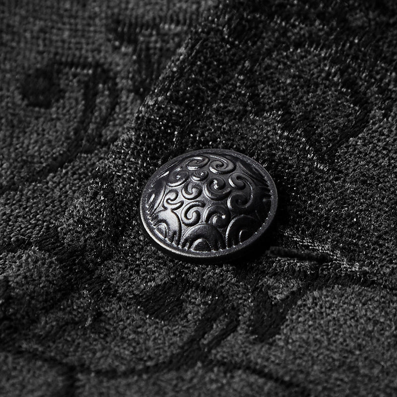 Chaleco Gótico Hombre Negro de Jacquard y Terciopelo - Crazyinlove