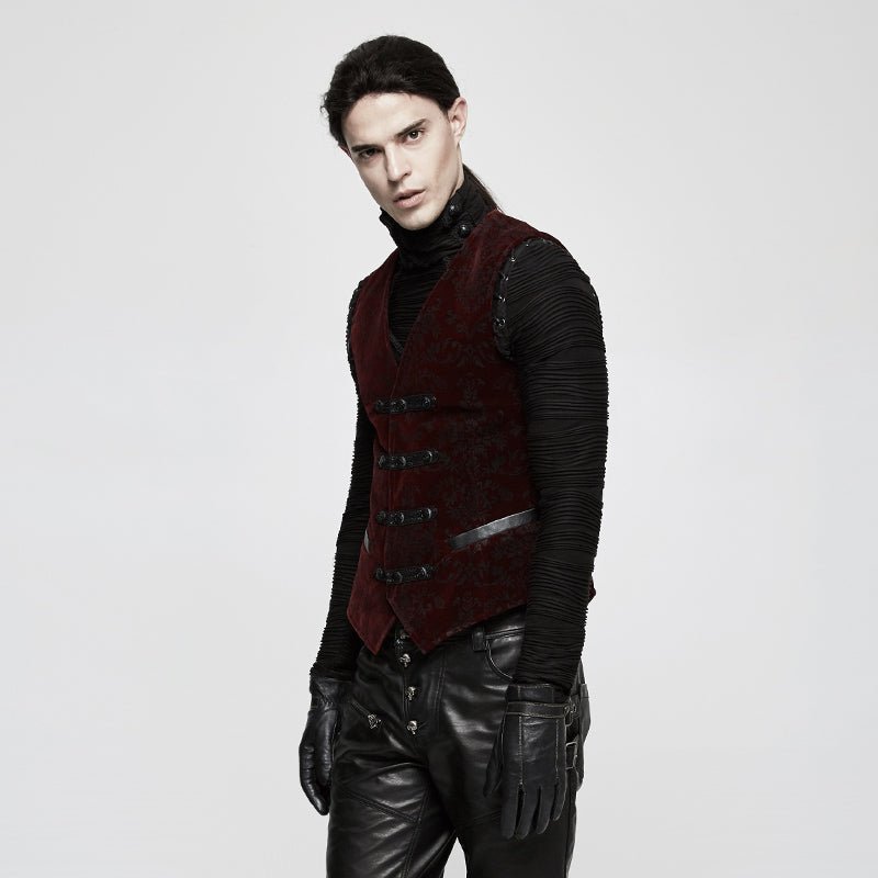 Chaleco Gótico Hombre Rojo Damasco con Alamares - Crazyinlove