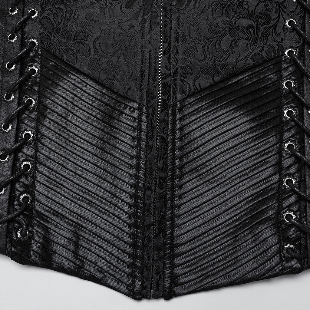 Chaleco Gótico Jacquard con Cuello Alto - Crazyinlove