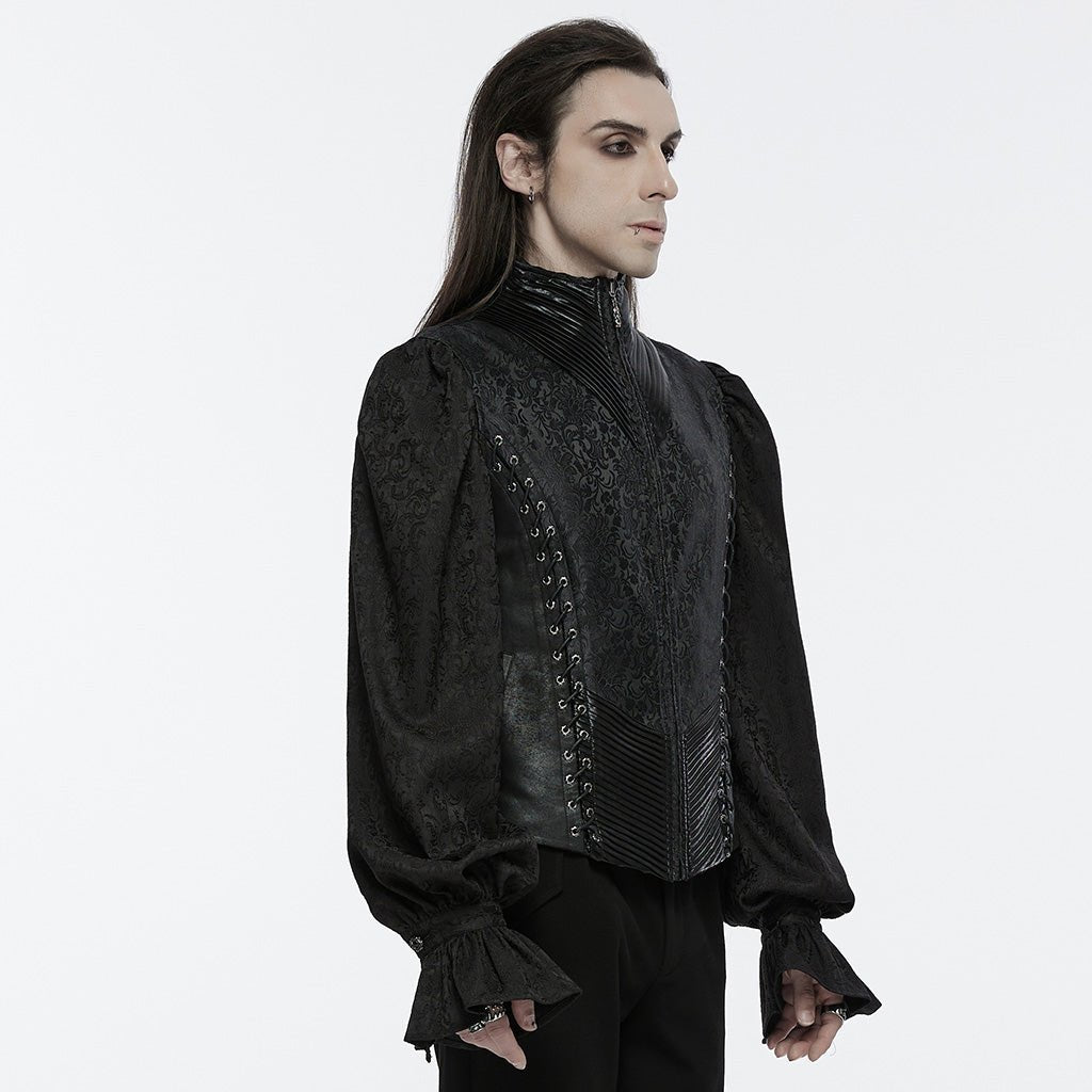 Chaleco Gótico Jacquard con Cuello Alto - Crazyinlove