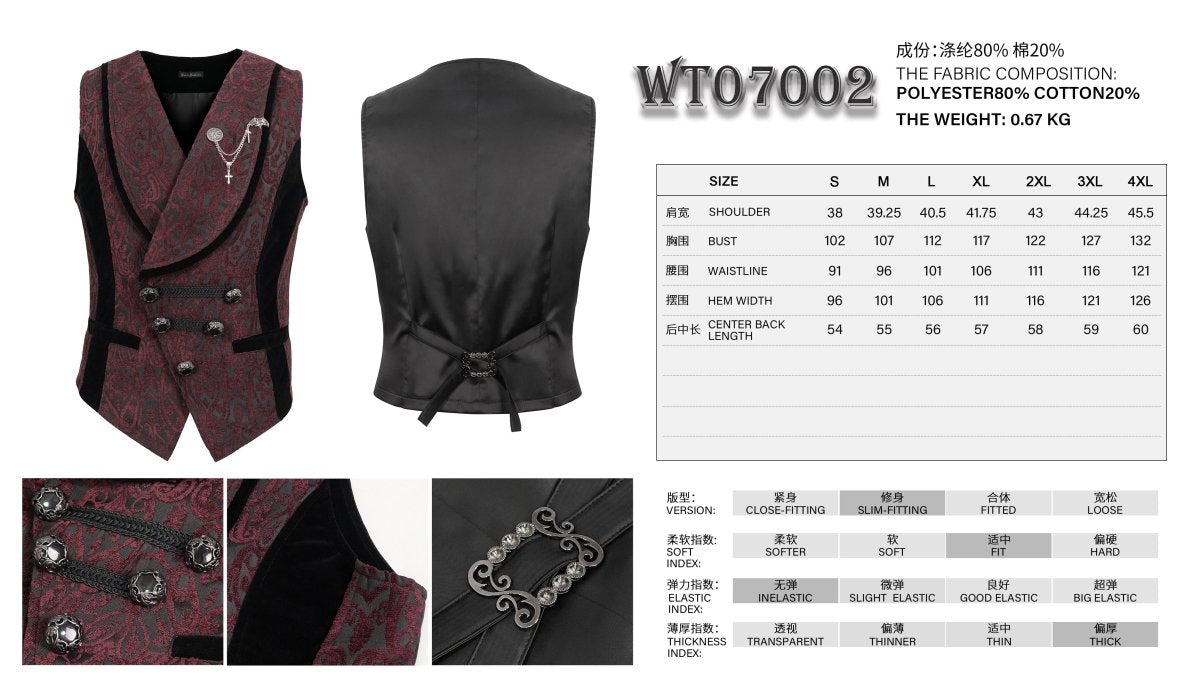 Chaleco Rojo con Brocado para Hombre - Crazyinlove