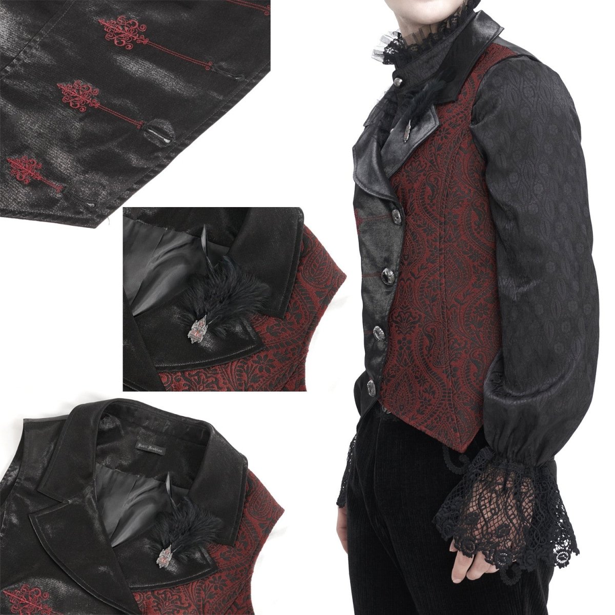 Chaleco Rojo y Negro Asimétrico para Hombre - Crazyinlove