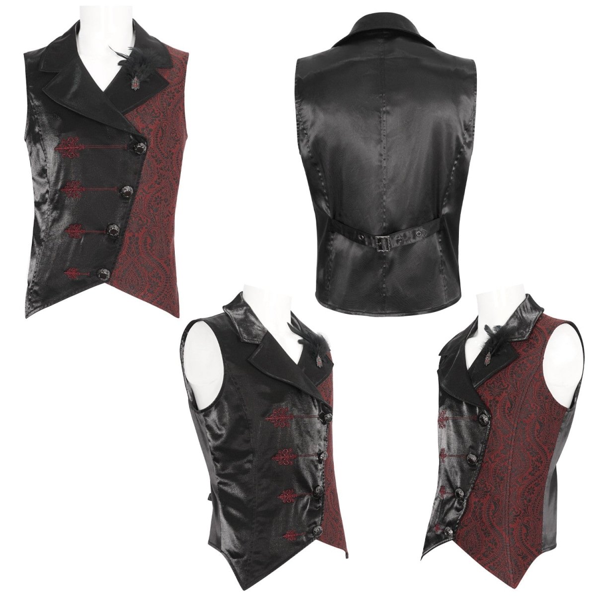 Chaleco Rojo y Negro Asimétrico para Hombre - Crazyinlove