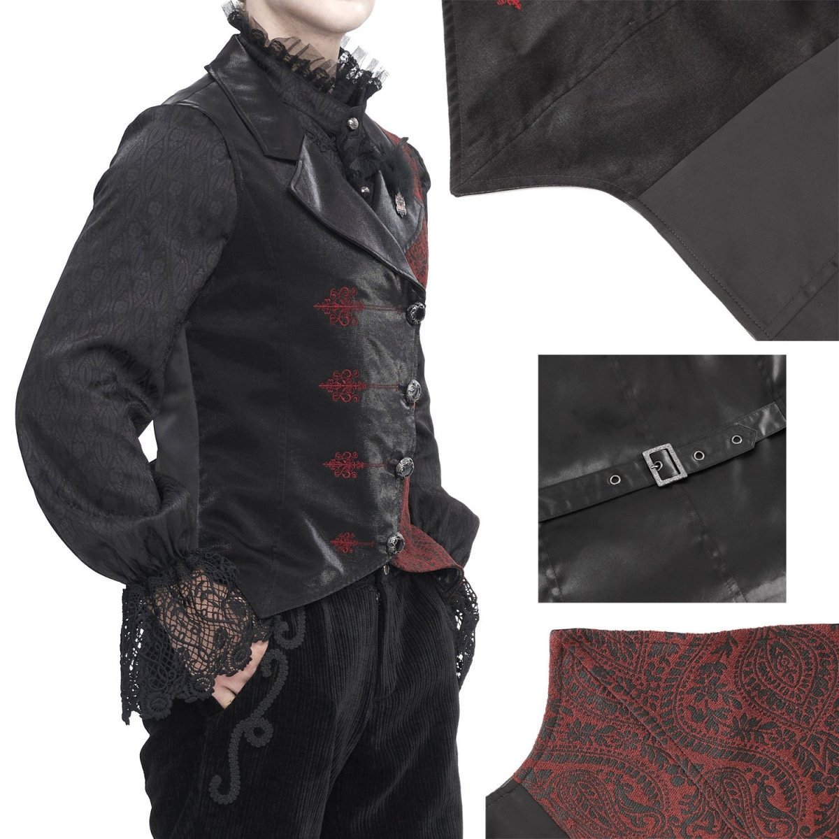 Chaleco Rojo y Negro Asimétrico para Hombre - Crazyinlove