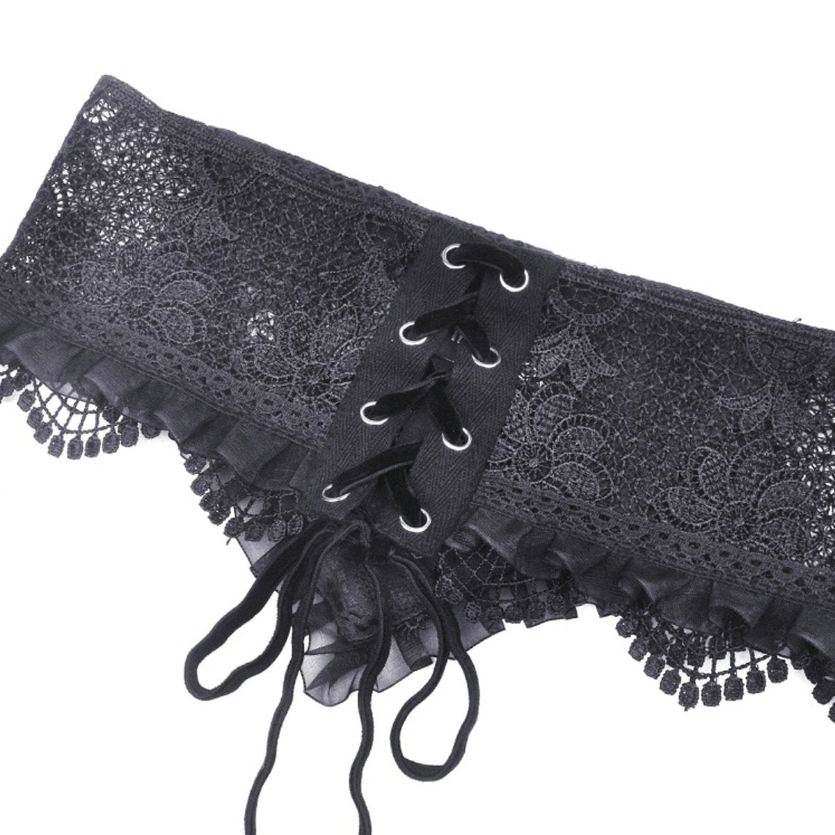 Cinturón Corsé de Polipiel y Encaje con Lazada Trasera - Crazyinlove