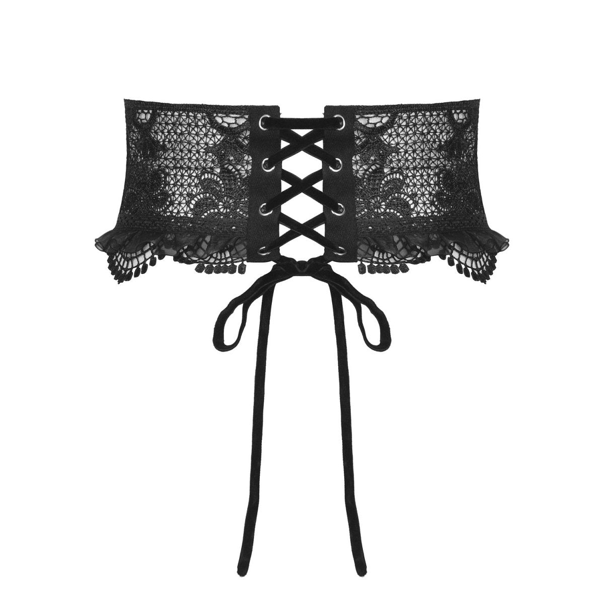 Cinturón Corsé de Polipiel y Encaje con Lazada Trasera - Crazyinlove