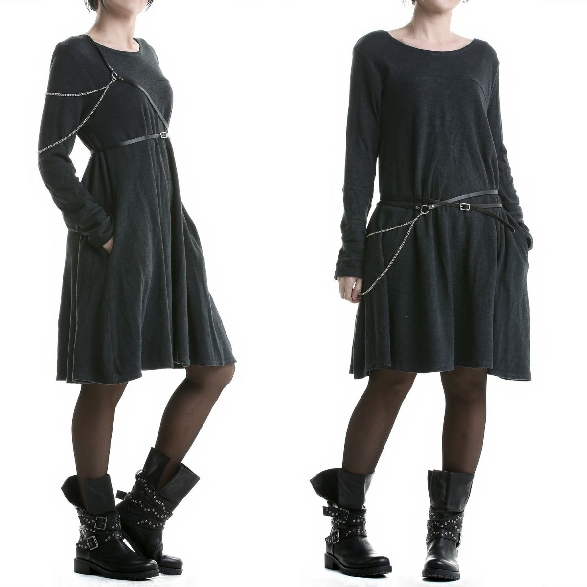 Cinturón de Cuero con Dos Cadenas - Crazyinlove