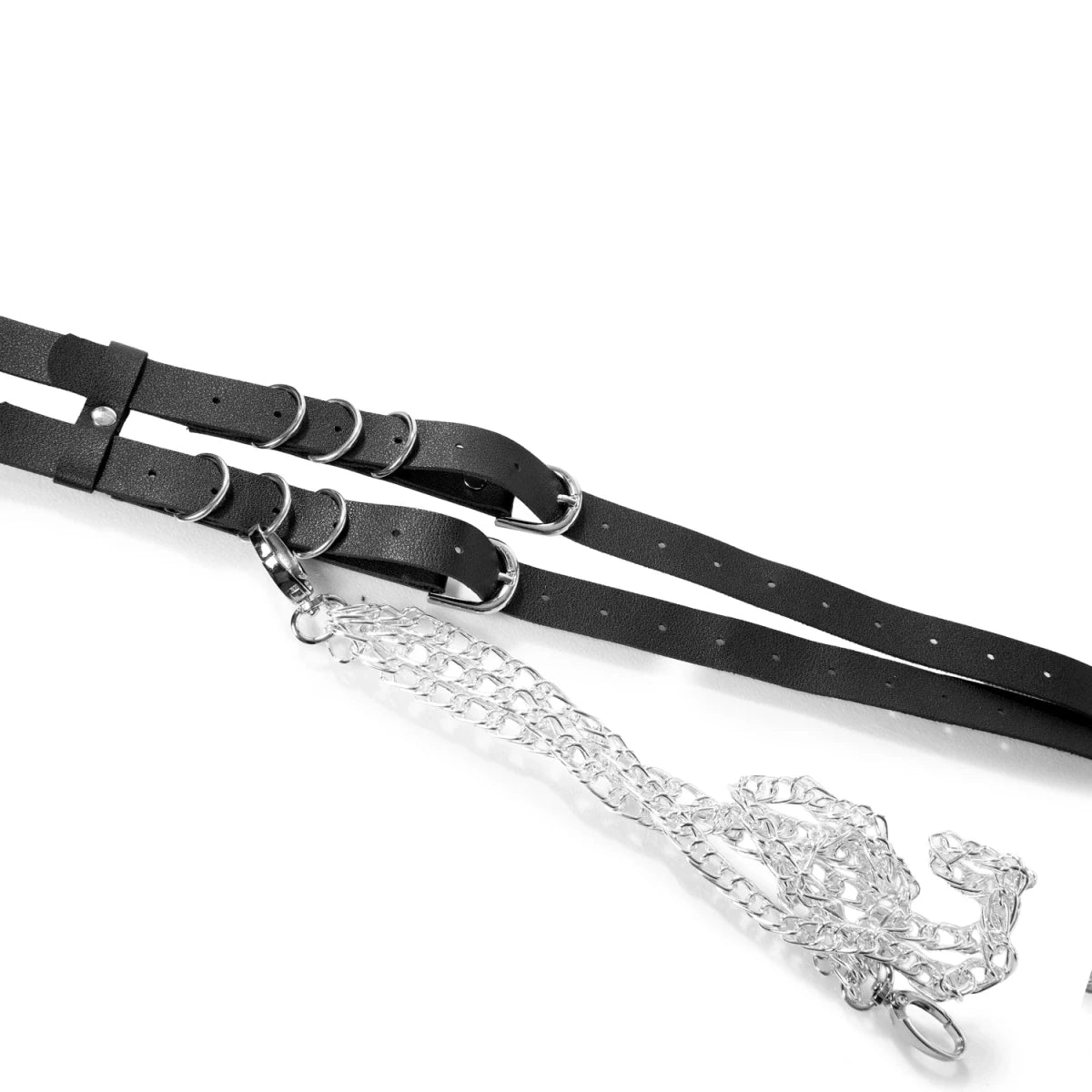 Cinturón de Polipiel Doble con Cadenas y Hebillas - Crazyinlove