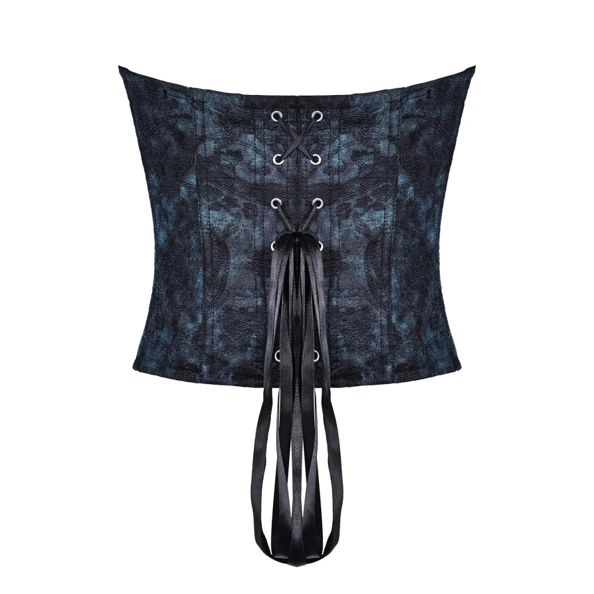 Corsé Overbust Victoriano Brocado Azul Noche - Crazyinlove