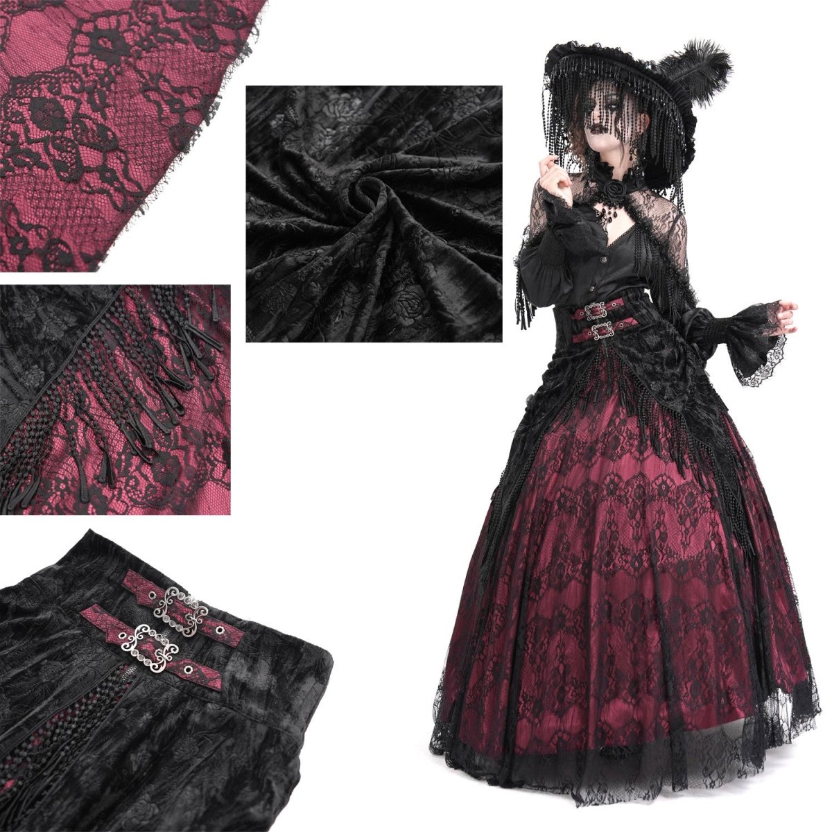 Falda Alta Roja con Encaje - Crazyinlove