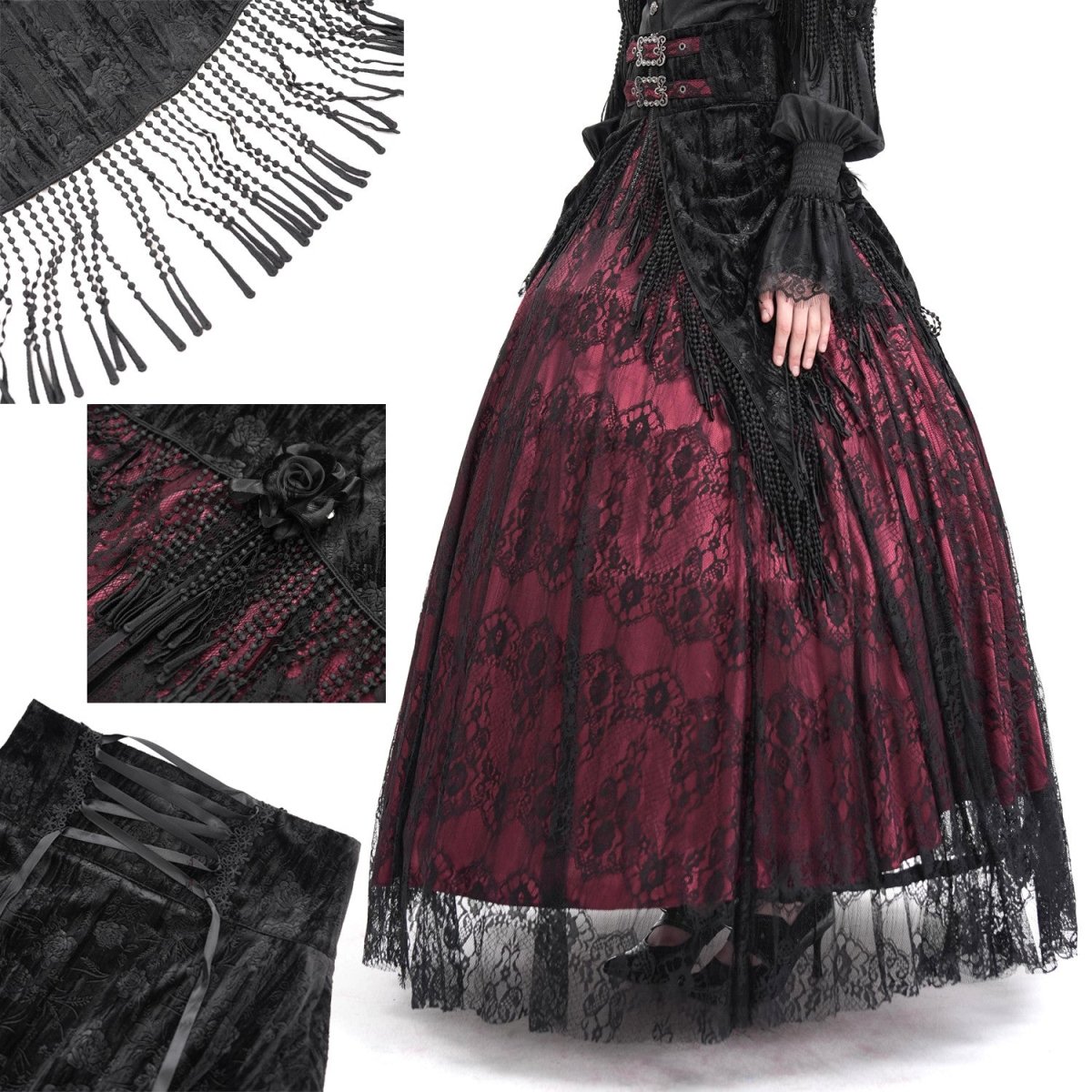 Falda Alta Roja con Encaje - Crazyinlove