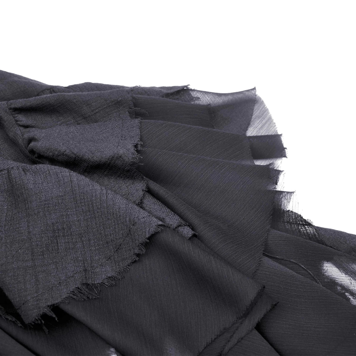 Falda Asimétrica de Tul Negro con Capas y Volantes - Crazyinlove