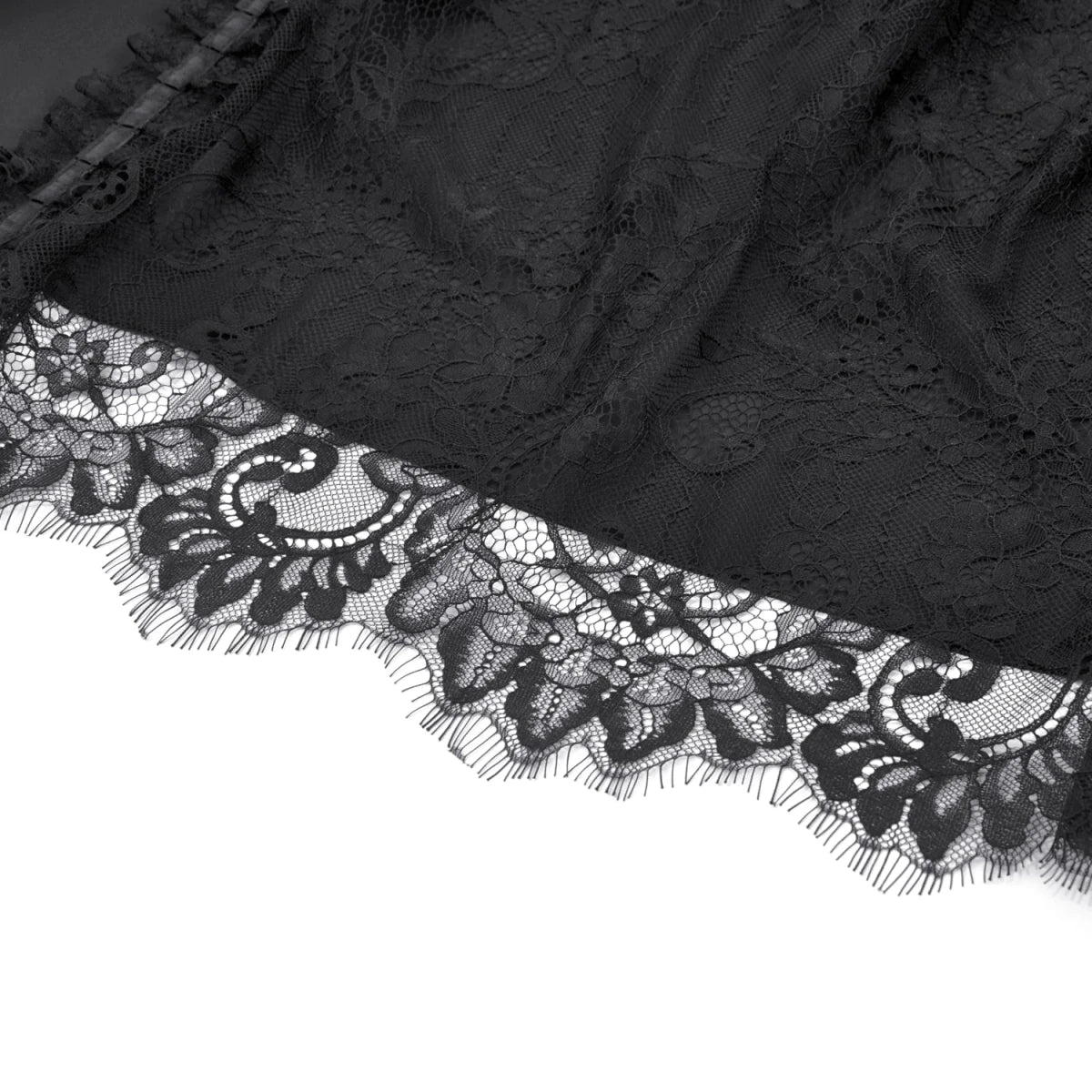 Falda de Satén con Panel de Encaje Central - Crazyinlove