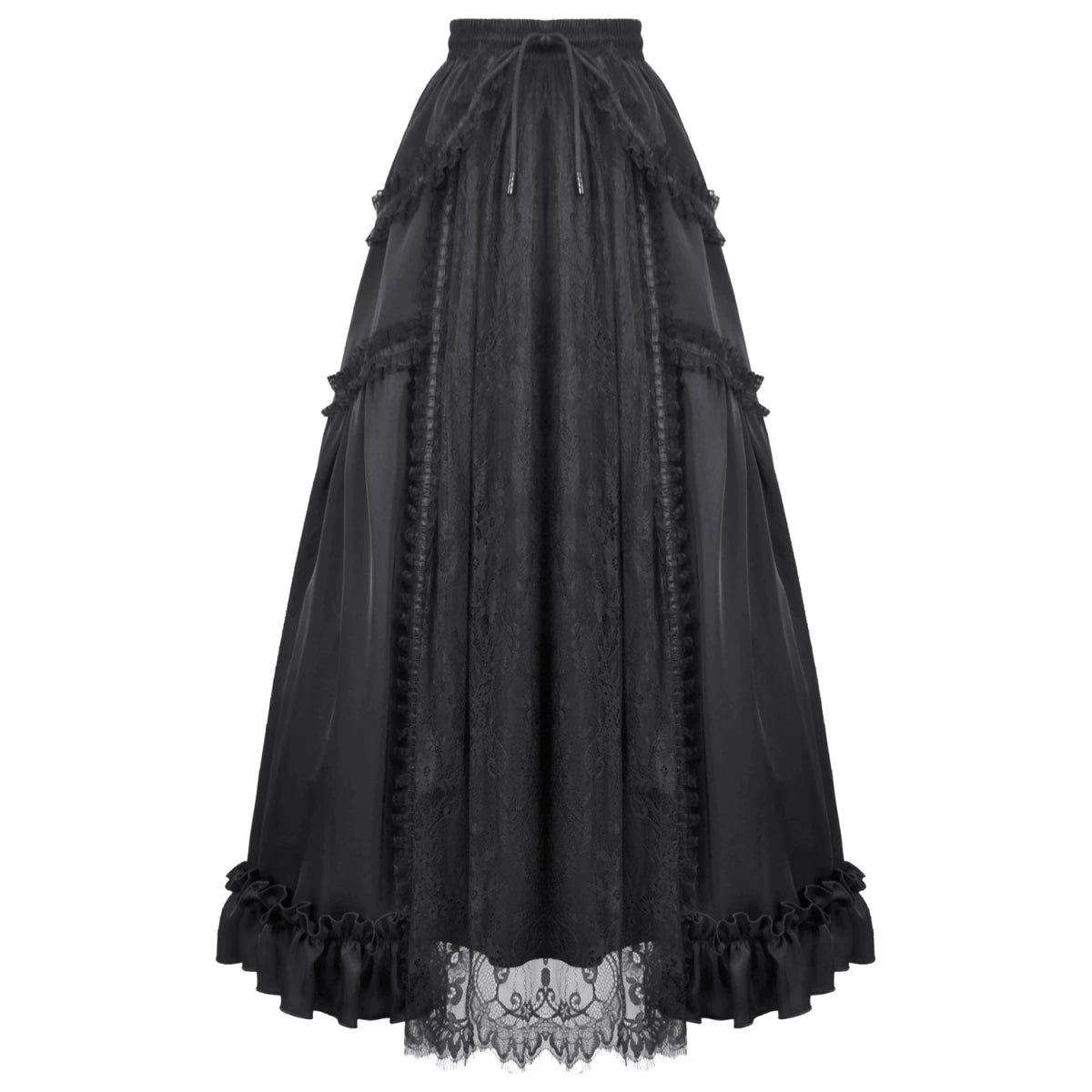 Falda de Satén con Panel de Encaje Central - Crazyinlove