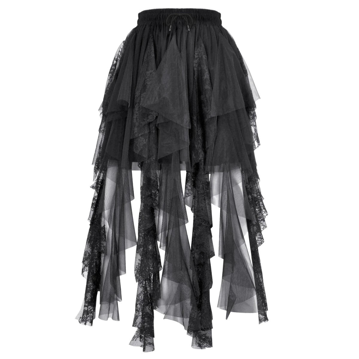 Falda de Tul y Encaje con Bajo Asimétrico de Picos - Crazyinlove
