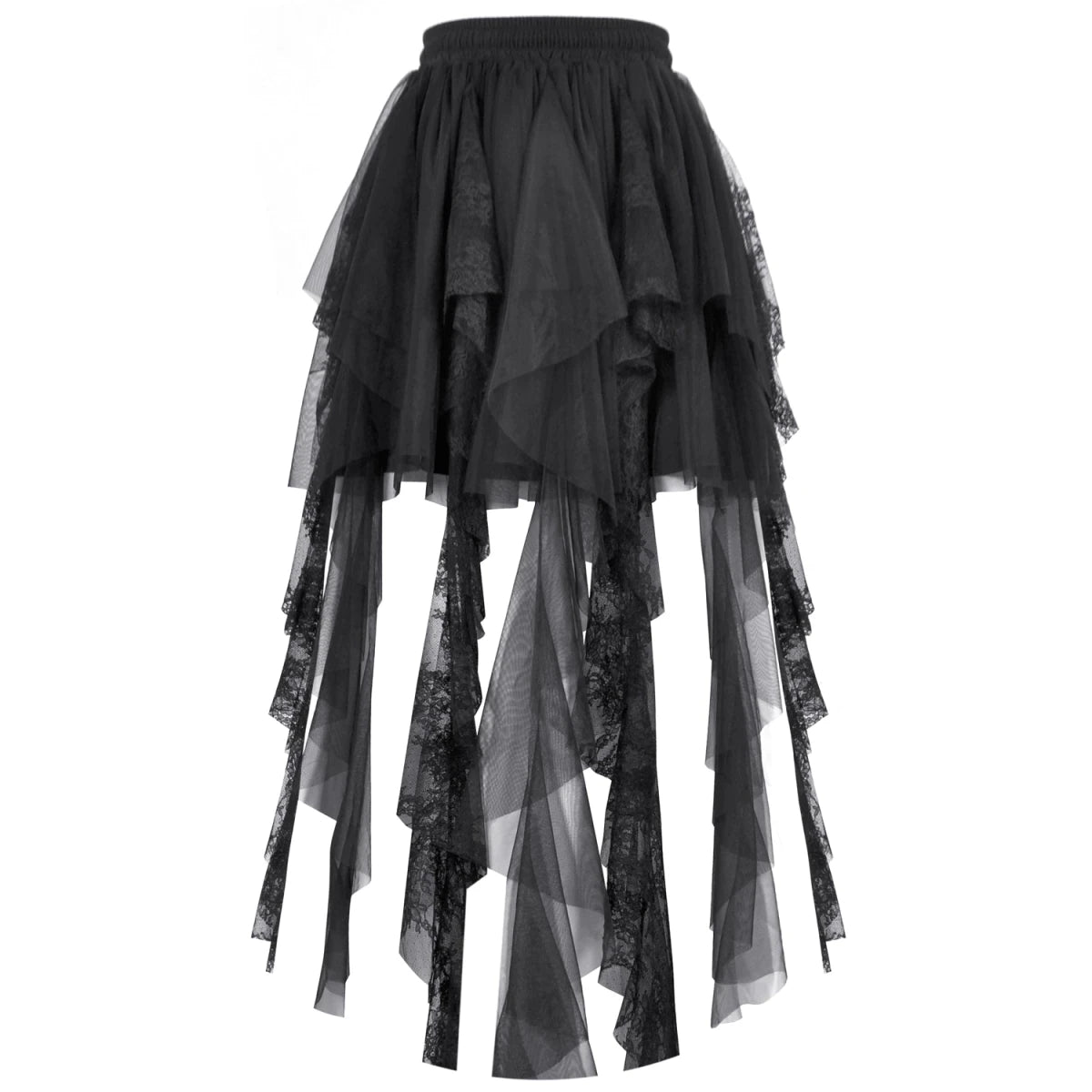 Falda de Tul y Encaje con Bajo Asimétrico de Picos - Crazyinlove