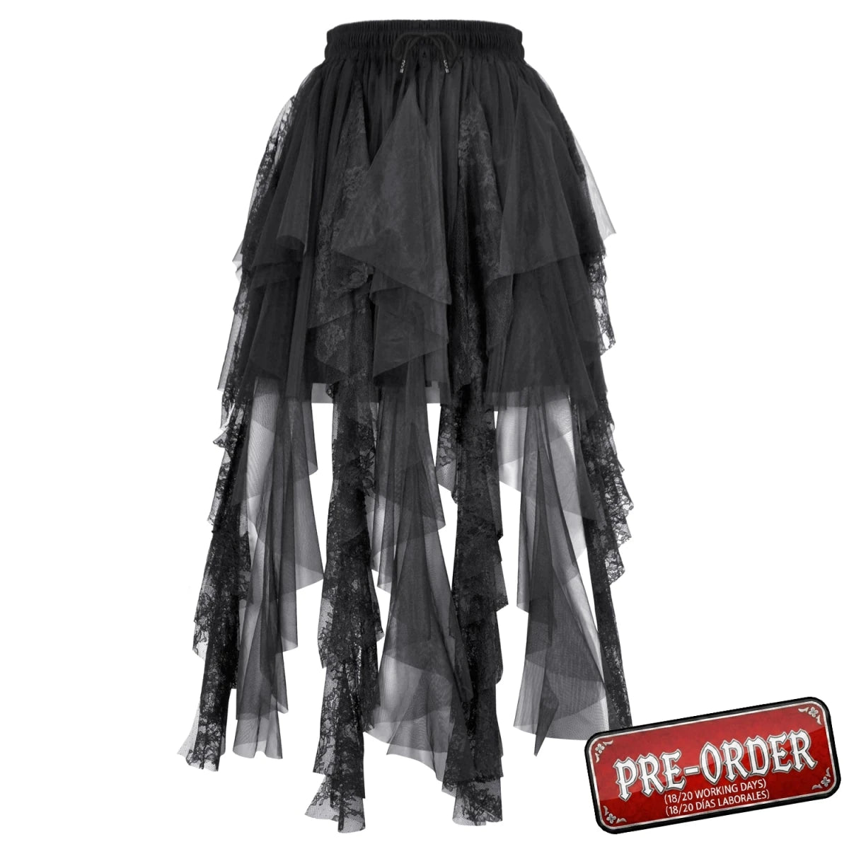Falda de Tul y Encaje con Bajo Asimétrico de Picos - Crazyinlove