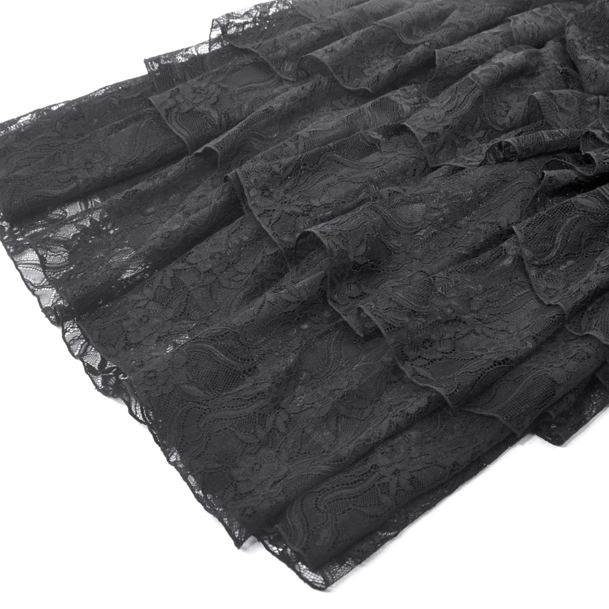 Falda GĂłtica Larga de Encaje con Volantes - Crazyinlove