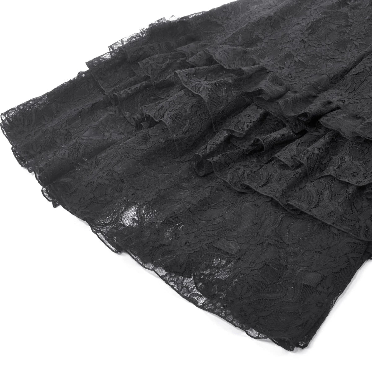 Falda Gótica Larga de Encaje con Volantes - Crazyinlove