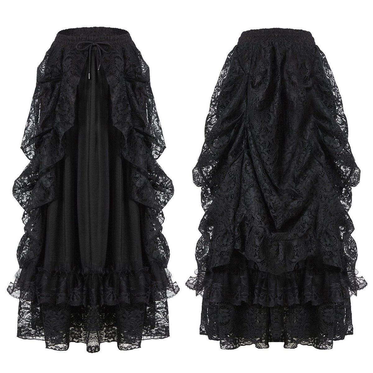Falda Larga de Encaje con Volantes y Capas - Crazyinlove