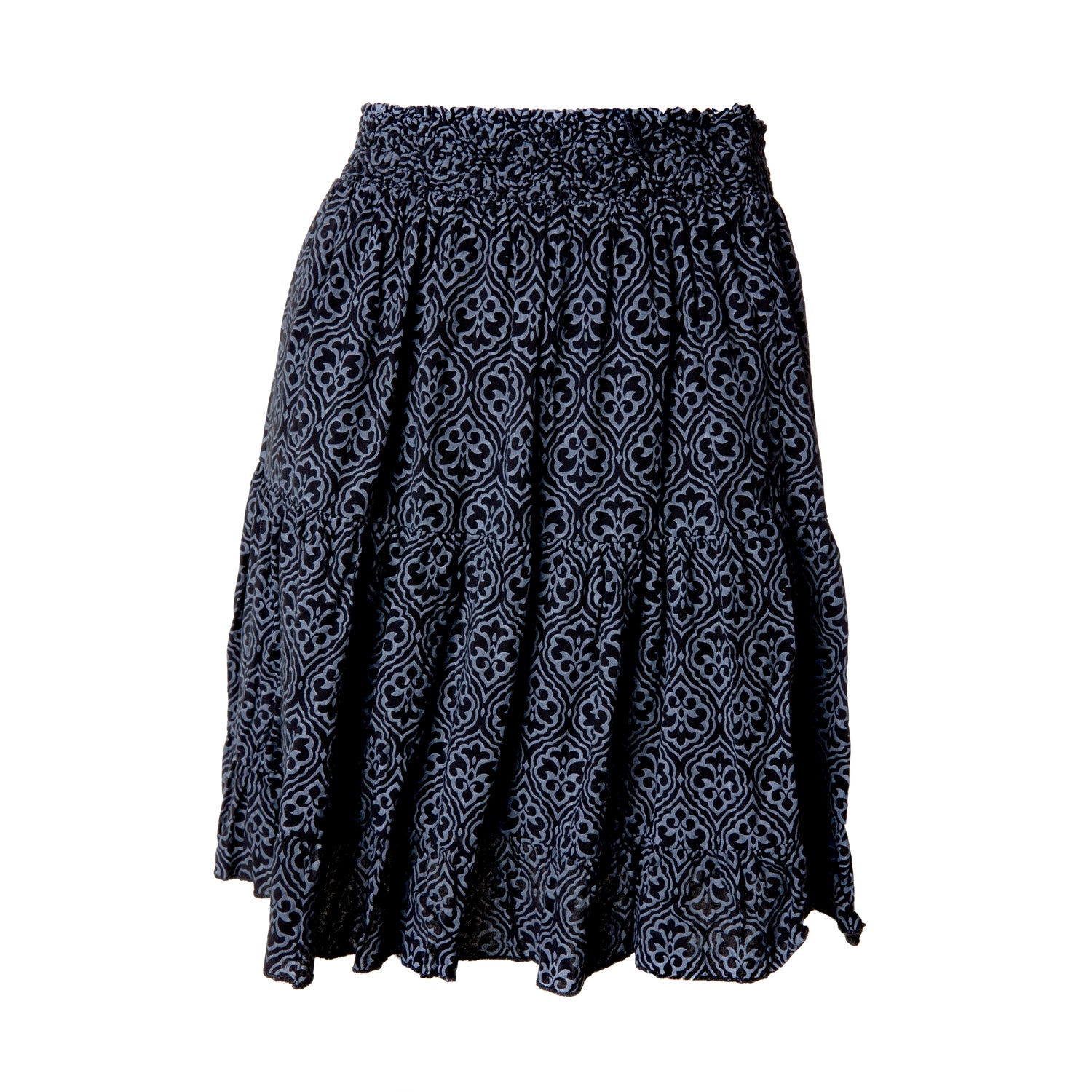 Falda Corta de Viscosa con Estampado Damasco