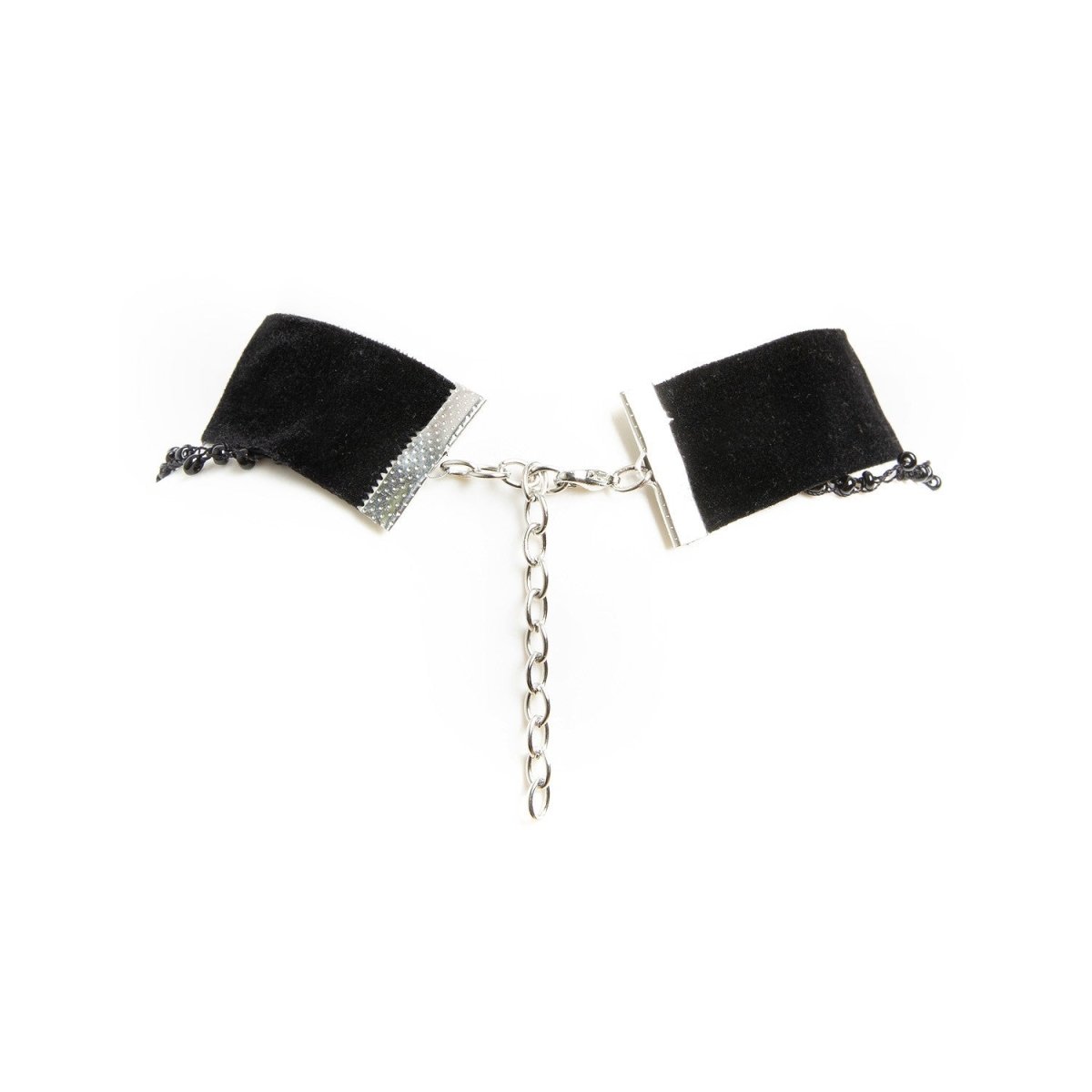 Gargantilla Ancha de Terciopelo con Lágrima y Cuentas Negras - Crazyinlove