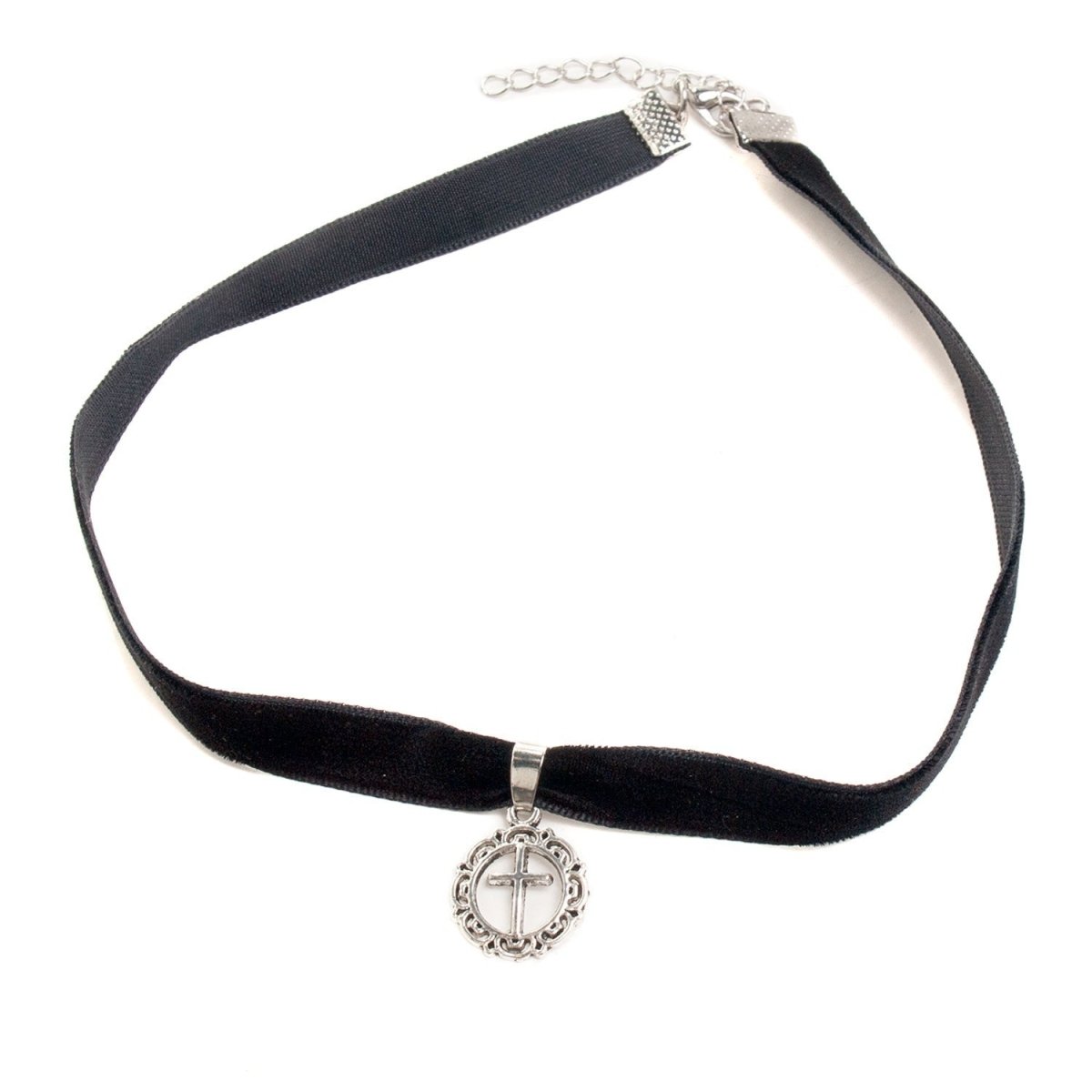 Gargantilla de Terciopelo Negro con Medallón de Cruz - Crazyinlove