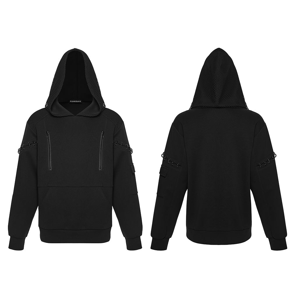 Hoodie Cyberpunk con Capucha de Rejilla - Crazyinlove