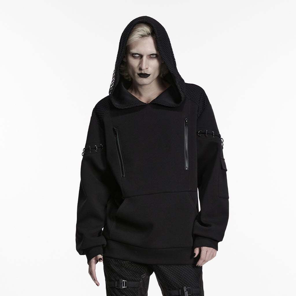Hoodie Cyberpunk con Capucha de Rejilla - Crazyinlove