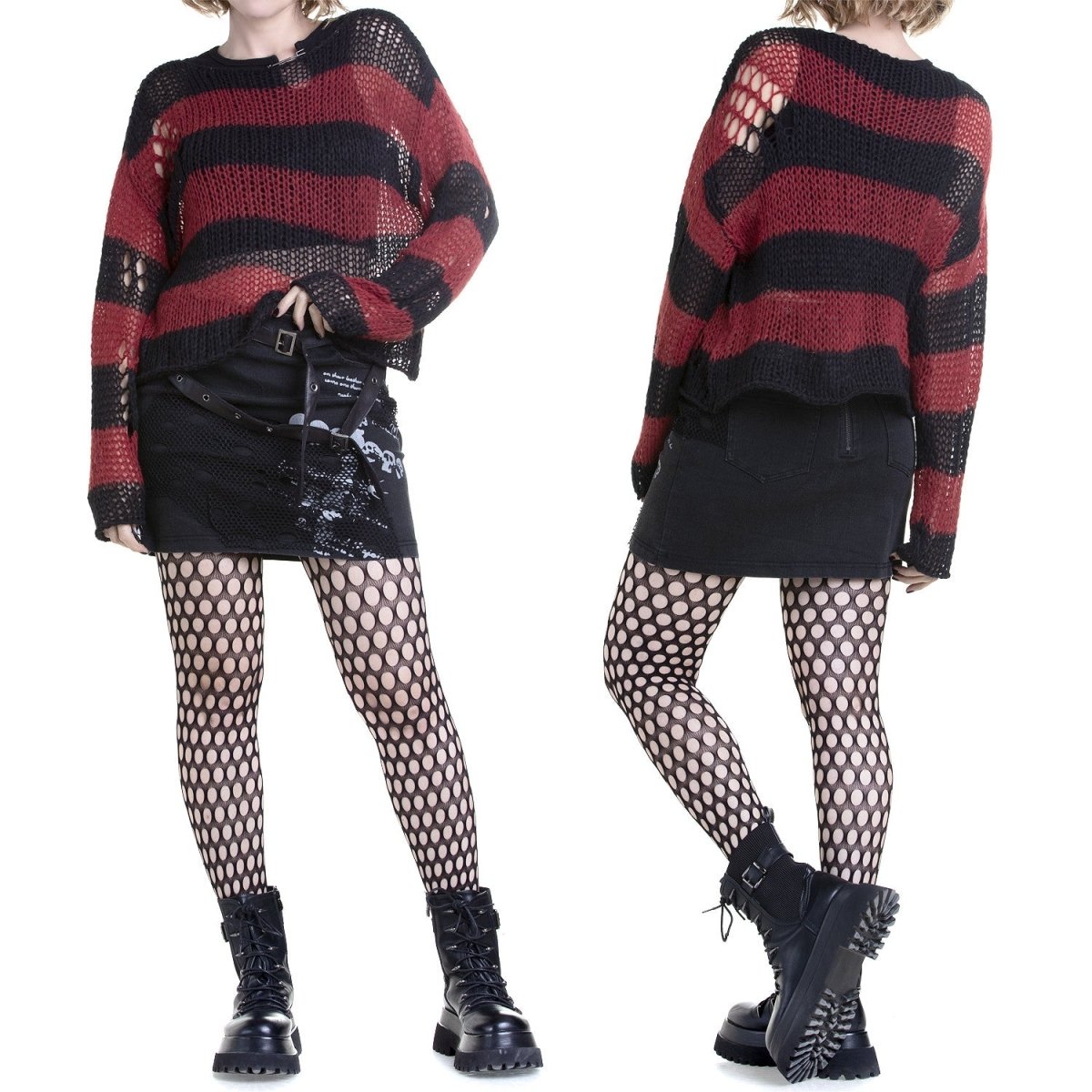 Jersey Punk Rayas Rojo y Negro Suave - Crazyinlove