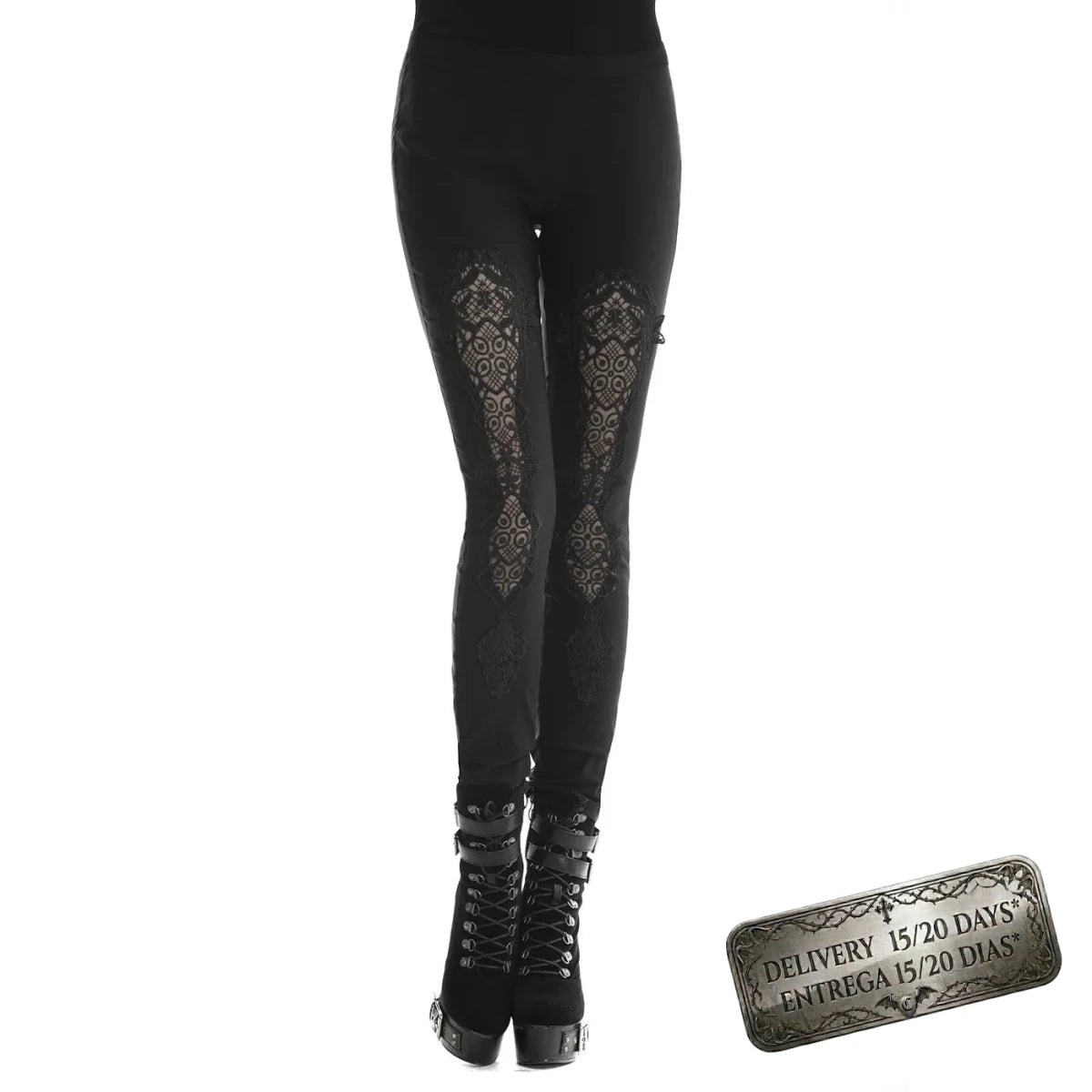 Leggings con Paneles de Encaje Frontal - Crazyinlove