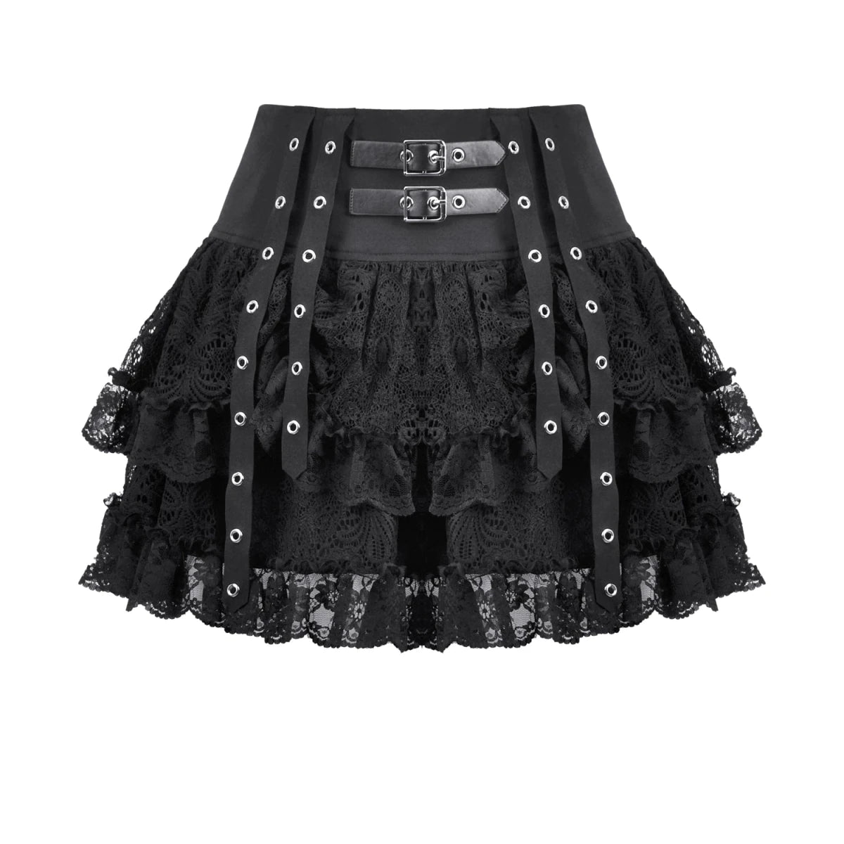 Minifalda de Encaje con Volantes y Hebillas - Crazyinlove