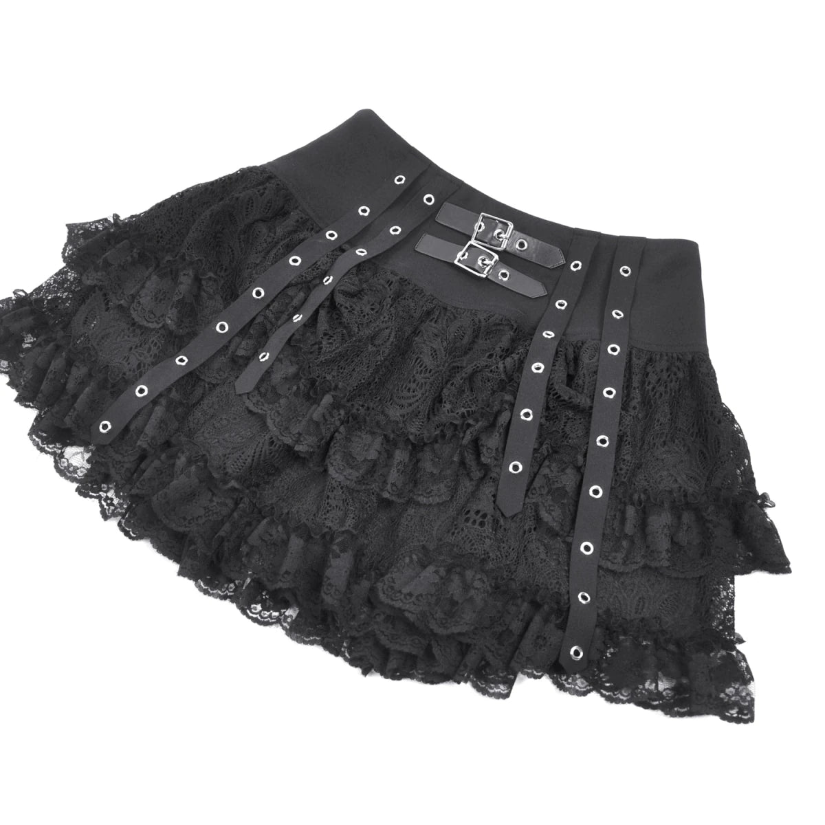 Minifalda de Encaje con Volantes y Hebillas - Crazyinlove