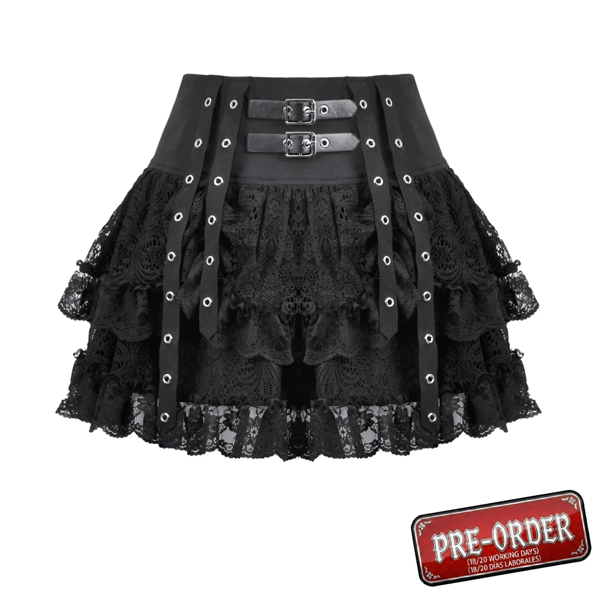 Minifalda de Encaje con Volantes y Hebillas - Crazyinlove