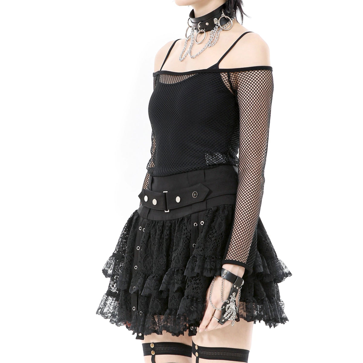 Minifalda Gótica Encaje con Volantes y Hebilla - Crazyinlove