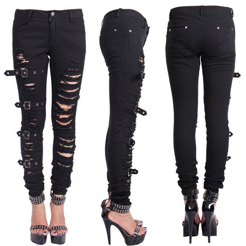 Pantalón Desgarrado con Hebillas - Crazyinlove