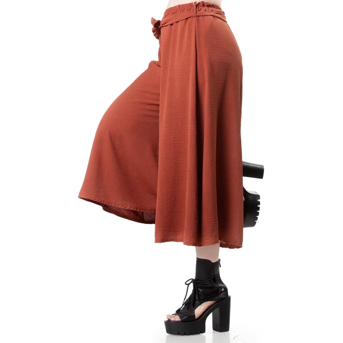Pantalón Falda Ancho Terracota con Lazo - Crazyinlove