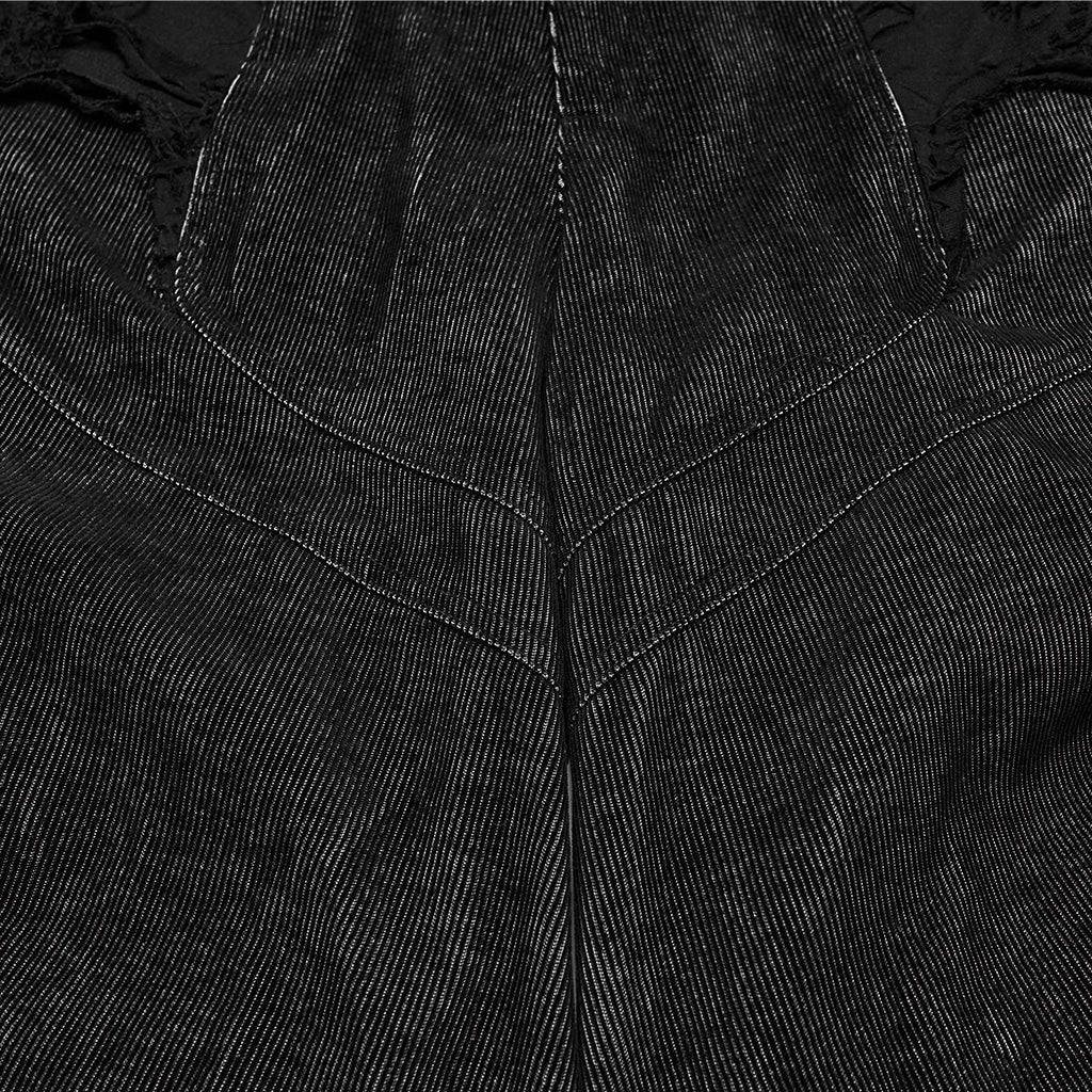 Pantalón Punk Negro Ancho con Paneles Deshilachados - Crazyinlove