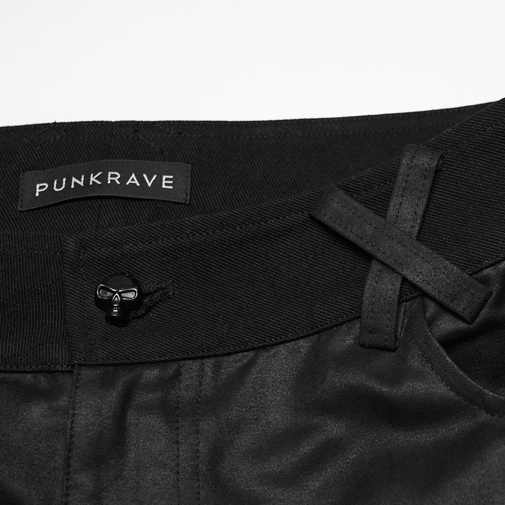 Pantalones Góticos Anchos con Tiras y Relieve - Crazyinlove