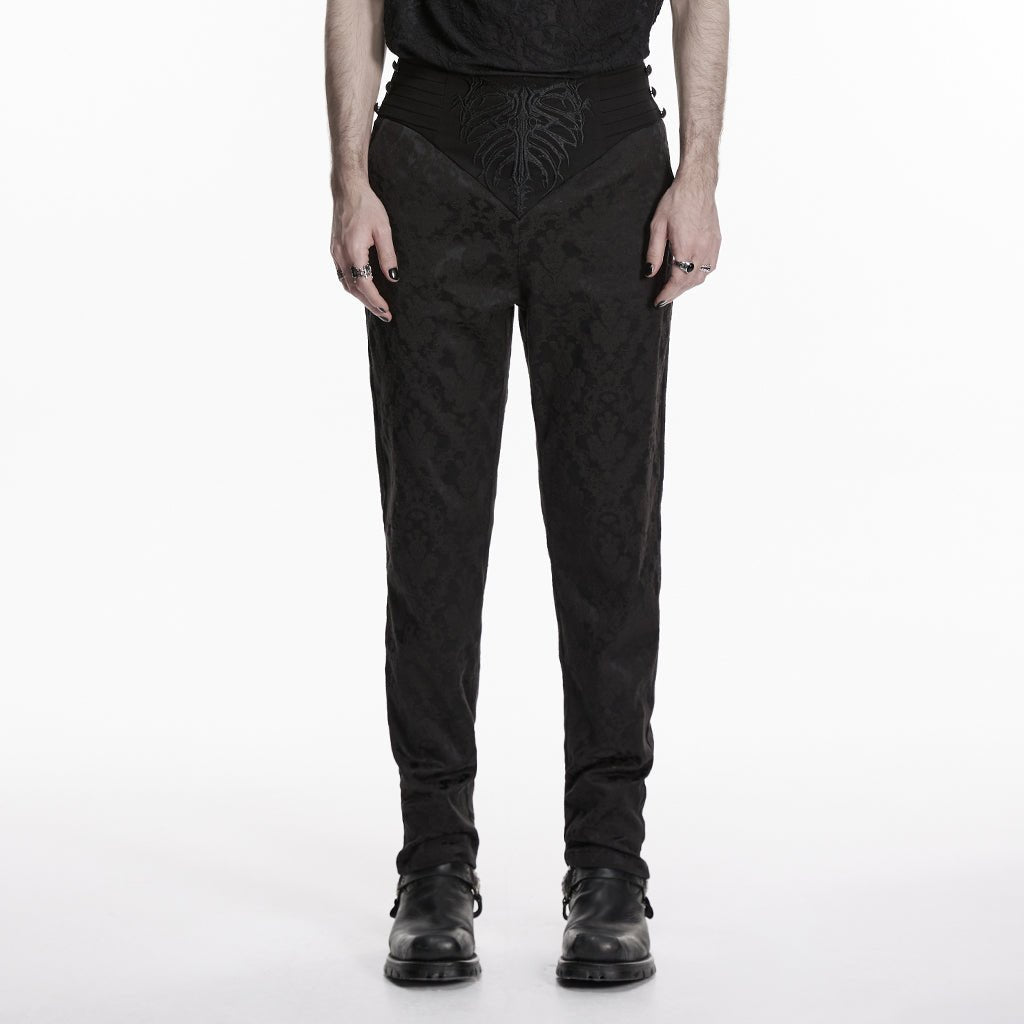 Pantalones Góticos de Talle Alto y Bordado - Crazyinlove