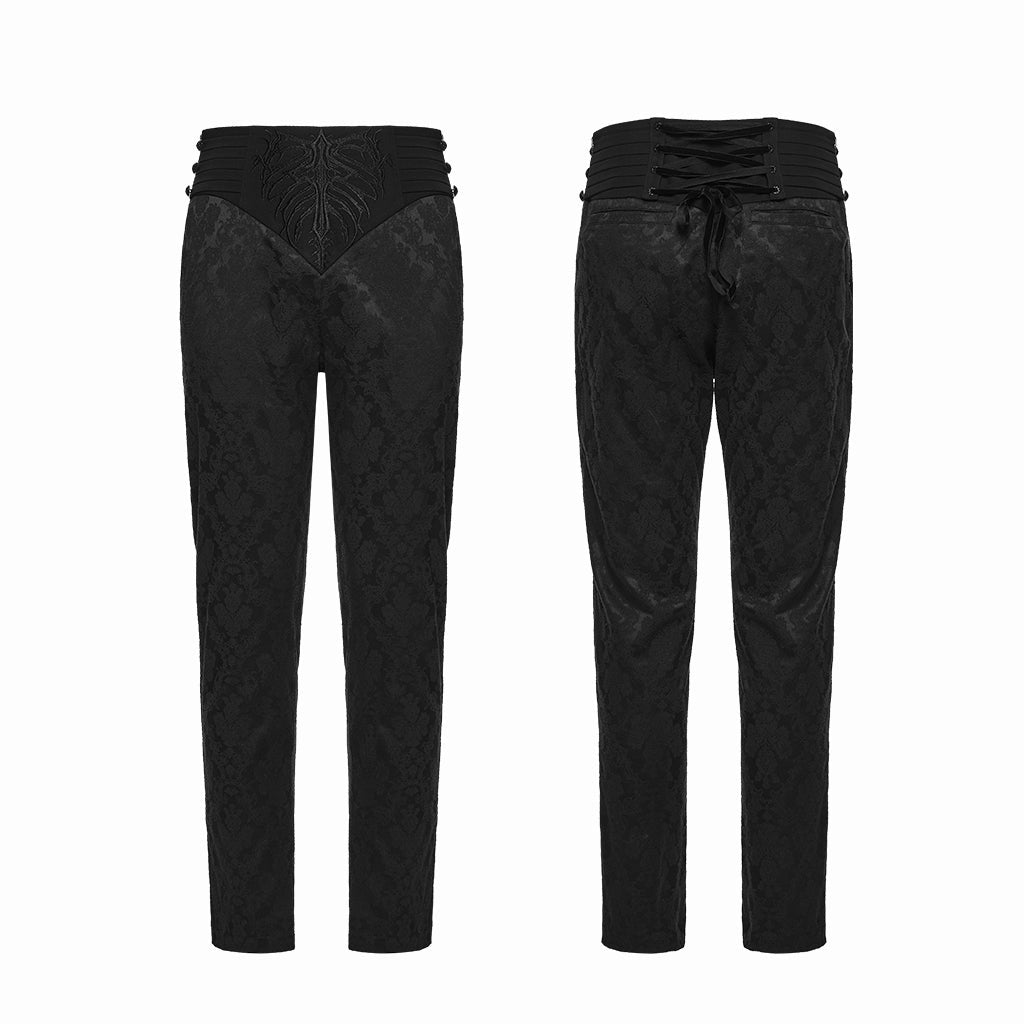 Pantalones Góticos de Talle Alto y Bordado - Crazyinlove